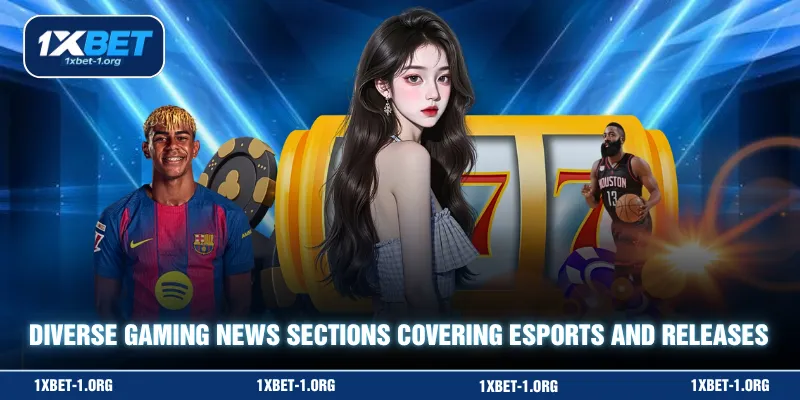 Diverse gaming news sections covering esports and releases
